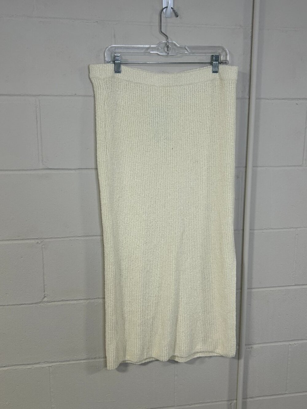 HM Skirt Womens Large Knit Maxi Side Slit Beachy Cream Coastal New Pull On